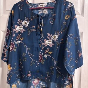 Maurices Navy Floral Blouse